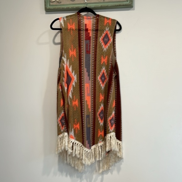 Giddy up glamour south western bohemian Aztec duster vest women’s size 1x - Picture 7 of 10